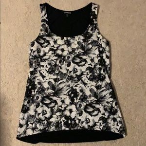 Express black and white floral tank top